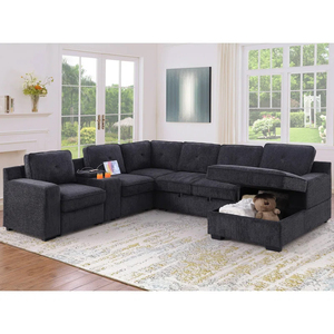 Ghế <span class=keywords><strong>sofa</strong></span> giường gấp chữ U hiện đại, tùy chỉnh theo nhà, kiểu dáng đơn, góc cạnh, dành cho phòng khách - Product Image 4