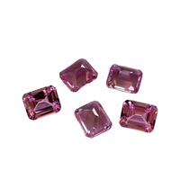 Saphir rose Sakura poli, biseauté, rectangulaire, taillé, pierre brute, taille émeraude, pierre précieuse synthétique, saphir rose clair