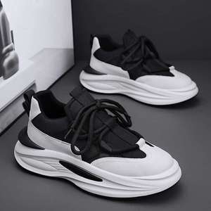 Zapatos Deportivos Casuales de Hombre para Invierno y Verano, con Cordones, Parte Superior de Cuero Transpirable, Suela de Goma Antideslizante, Suela Gruesa, a la Moda - Product Image 1