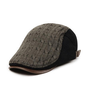 2024 Autumn Winter New Arrival British Vintage Beret Men Flat Top Ivy Caps Two Tone Color Contrast Retro <strong>Painter</strong> Ivy Hats - Product Image 1