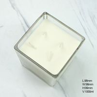 Vente en gros de décorations pour la maison, porte-bougie en verre personnalisé, récipient à bougie, logo et couleur, pots à bougie en verre vides de forme carrée