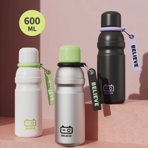 Botella Térmica de Acero Inoxidable 316, Taza de Viaje con Cuerda para Transportar, Taza Portátil para Exteriores, Botella de Agua para Niños - Product Image 6