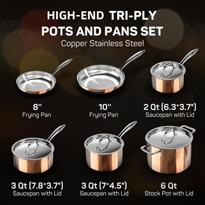 <span class=keywords><strong>10</strong></span> <span class=keywords><strong>Piece</strong></span> Chất lượng cao bán buôn sơn đồng triply thép không gỉ chậu và chảo <span class=keywords><strong>Set</strong></span> <span class=keywords><strong>Cookware</strong></span> <span class=keywords><strong>Set</strong></span> chảo cho nhà Frying Pan - Product Image 3