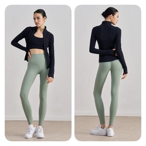 Giacca da corsa per Yoga aderente con cerniera da <span class=keywords><strong>donna</strong></span> in stile <span class=keywords><strong>Brand</strong></span> giacca sportiva con Logo personalizzato - Product Image 6
