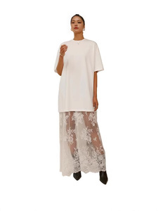 Abito T-Shirt Casual Estivo da <span class=keywords><strong>Donna</strong></span> 2026 con Sovrapposizione in Pizzo Trasparente - Product Image 4