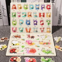 LINK BRAND Puzzle Kayu Edukatif Papan Penjepit Huruf Bahasa Inggris untuk Anak Usia 7-12 Tahun
