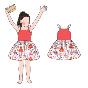 Robe trapèze sans manches Littie Glow pour enfants, imprimé personnalisé, respirante, longueur genou, robe décontractée d'été pour filles - Product Image 4