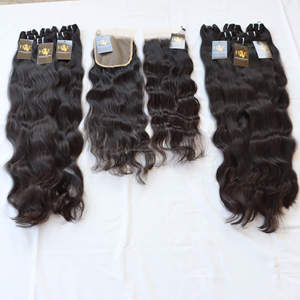 Extensiones de cabello humano virgen para mujeres negras, mechones de cabello Natural ondulado peruano con cierre de encaje 6x6 Hd, con cutícula alineada - Product Image 2