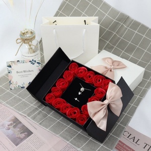 Valentine's Day Jewelry Gift <b>Box</b> Double Door Rectangular 16 Roses <b>Floral</b> Eternal Flower <b>Box</b> Holiday for Necklace Ring Bracelet - Product Image 1