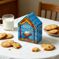 Boîte en fer blanc rectangulaire JH Adorable pour Noël, idéale pour biscuits, chocolats, bonbons, aliments pour bébés et hamburgers