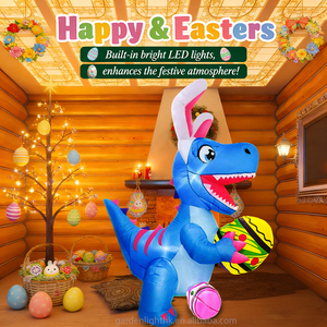 ของตกแต่งกลางแจ้งสำหรับเทศกาลอีสเตอร์ ไดโนเสาร์เป่าลมขนาด 6 ฟุต พร้อมไข่ในตัว มีไฟ LED ในตัว สำหรับตกแต่งสวนบ้านและงานปาร์ตี้ - Product Image 5