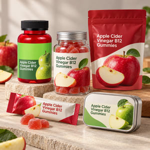 Gummies au vinaigre de cidre de pomme avec vitamine B12, supplément à base de plantes, marque privée OEM, logo personnalisé - Product Image 4
