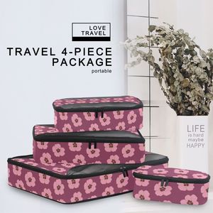 Juego de 4 Organizadores de Equipaje de Viaje con Diseño de Flores Rosadas de Hawái, Cubos de Compresión Personalizados de Poliéster para Mujer - Product Image 6