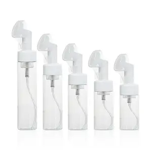 100ML/120ML/150ML/200ML Transparent Foam Pump Bottle With Soft Silicone Brush For Facial Cleansing