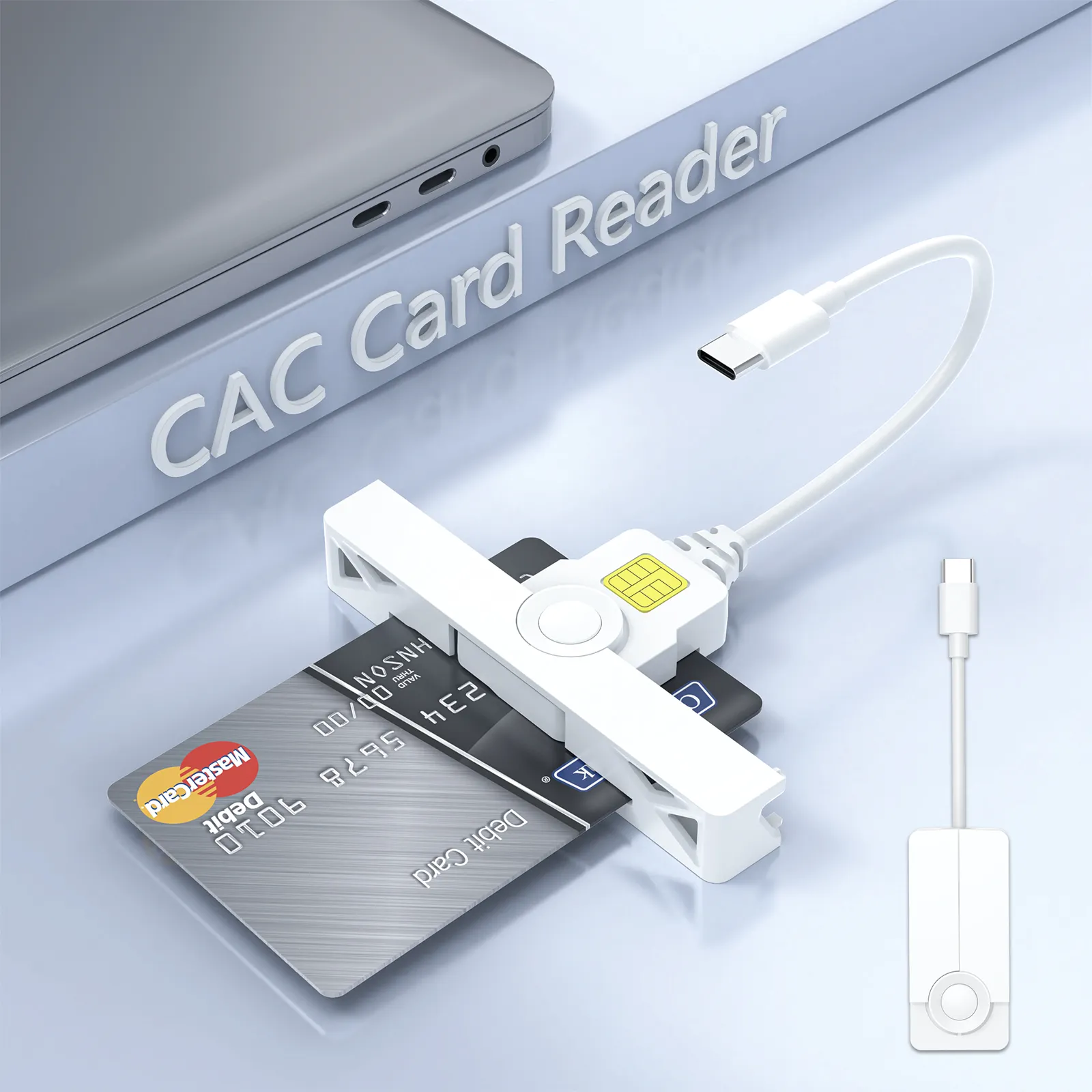 Mini USB C Smart Card Reader Writer CAC DOD Credit Card EMV ISO7816 Compact Smart Card Reader