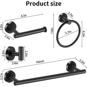 <span class=keywords><strong>Set</strong></span> di Portasciugamani Telescopici da Bagno in Acciaio Inox, Mensola e Appendiabiti da Parete - Product Image 3
