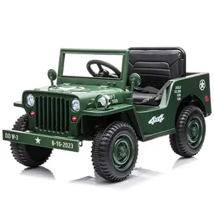 4x4 Electric Off Road Truck For Kids, 12V Vintage Ride On Car Toy With Lights, Suspension, Music, Horn, Gear Switch