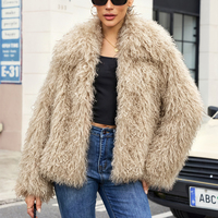 Manteau d'hiver en fausse fourrure shaggy pour femme, 11 couleurs, col ouvert, coupe oversize, vêtement d'extérieur 2026
