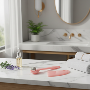 LMLTOP Masseur facial Gua Sha 2-en-1 rose en PP à séchage rapide, rouleau de massage des yeux <span class=keywords><strong>Casino</strong></span> Royal à trois billes, aide relaxante pour les yeux - Product Image 3