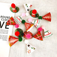 Mini décorations de gâteaux en forme de cône en papier avec pompons, pour fête d'anniversaire, décoration de table de desserts, pics à gâteaux rétro