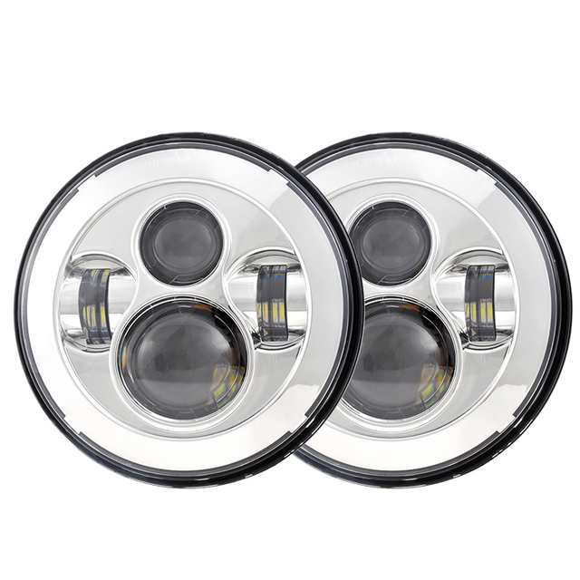 Loyo Black Chrome LED Headlight Motorcycle Headlamps Round 7Inch Led for Jeep Wrangler JK TJ LJ CJ Hummber H1 H2