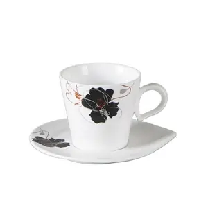 Отель Ресторан OEM подгонял белого цвета с цветочным принтом декоративные керамические кофейные чашки чая блюдца наборы для ухода за кожей