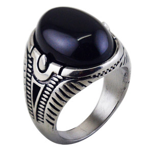 Bague de fiançailles turque vintage rétro en argent plaqué rubis, en acier inoxydable, géométrique, unisexe, vente en gros - Product Image 4