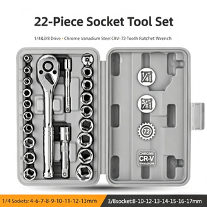 Industrial Grade <b>Socket</b> Wrench <b>Set</b> 1/4 in Chrome Plated Hex OEM Automotive Repair Tools - Product Image 2