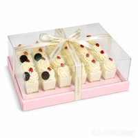 Boîte de transport rectangulaire écologique pour desserts avec couvercle transparent, en carton alimentaire, pour mini-gâteaux, pâtisseries, mousses, lot de 12/24