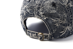 Nón kết thêu logo tùy chỉnh, kiểu cũ, chất liệu denim, kiểu bố - Product Image 3