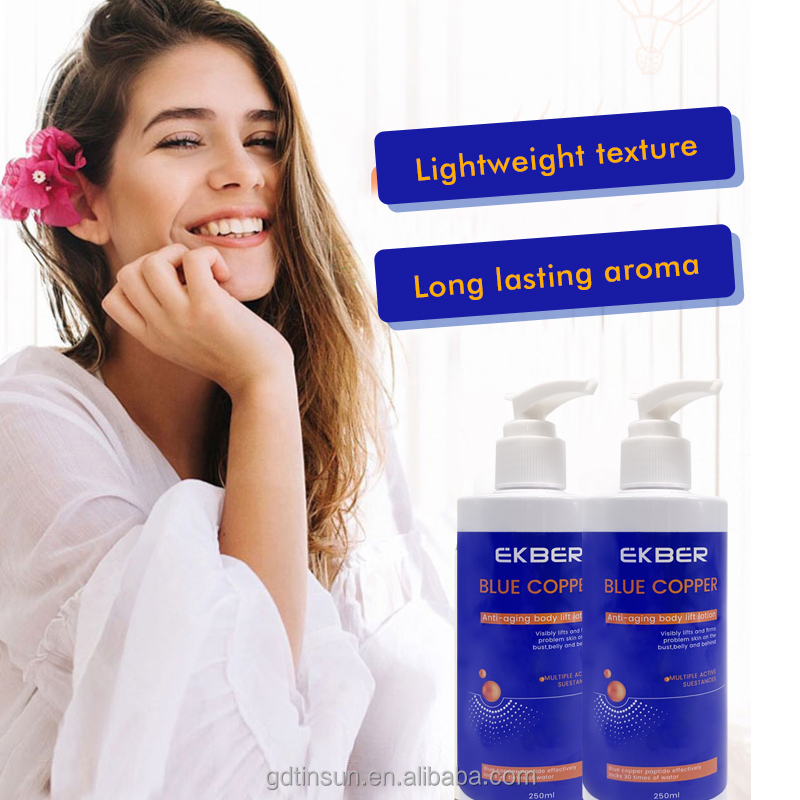 Customize Logo Deep Nourishing Repairing Ghk-cu Body Cream Tighten Wrinkle Blue Copper Peptide Body Lotion