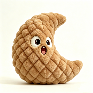 Conception personnalisée d'arachide en forme de croissant, texture en peluche douce et veloutée à carreaux, visage d'arachide de dessin animé à bouche ouverte et étonnée - Product Image 5