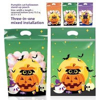 Sacs d'emballage alimentaire personnalisés imprimés en héliogravure avec fermeture éclair et poignée en PE, résistants à l'humidité, pour le stockage de bonbons d'Halloween