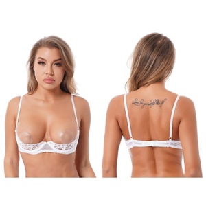 ชุดชั้นในบราลูกไม้ซีทรูลายดอกไม้สำหรับผู้หญิง บราเสริมโครง ชุดชั้นในเซ็กซี่เย้ายวนสำหรับคืนเดท คืนแต่งงาน ของขวัญวันครบรอบ - Product Image 2