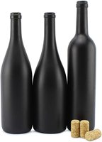 750ml Noir Bouteilles de Vin w/Bouchons Noir Mat Enduit Bouteilles de Vin En Verre De Différentes Tailles pour la Décoration et Du Vin Fait Maison