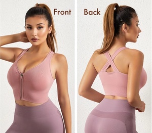 <span class=keywords><strong>Sujetador</strong></span> <span class=keywords><strong>deportivo</strong></span> inalámbrico a prueba de golpes sin costuras con cremallera frontal para mujer - Product Image 3