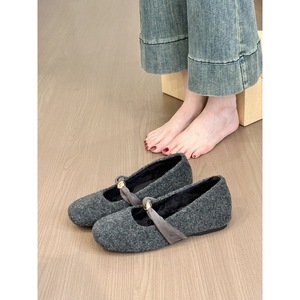 Titing litting Golden Bean รองเท้า fleece, รุ่นลิมิเต็ดอิดิชั่นรองเท้า Mary Jane สำหรับผู้หญิงเพิ่มความสูงซับในฤดูใบไม้ร่วง - Product Image 2
