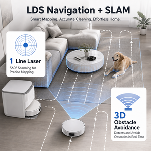 Robot Aspirador OEM ODM 8000Pa con Autolimpieza, Estación de Vacío Automática, Secado por Aire Caliente, Navegación LDS SLAM, Mopa Inteligente, Marca Privada - Product Image 2