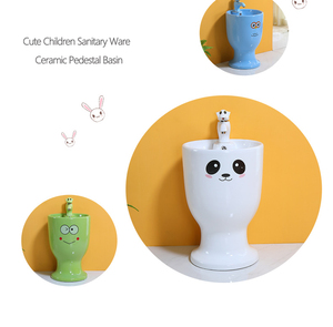 Lavabo in Ceramica Colorata di Alta Qualità, <span class=keywords><strong>Lavandino</strong></span> Singolo per Bambini, Lavabo a Colonna Autoportante per <span class=keywords><strong>Bagno</strong></span> - Product Image 4