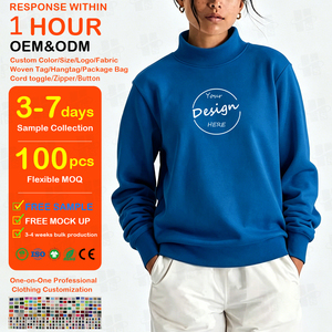 เสื้อสเวตเชิ้ตคอเต่าผู้หญิงขายส่ง ปักลายตามสั่ง พิมพ์ลายพัฟฟ์ ทรงโอเวอร์ไซส์ ผ้าฝ้ายฟลีซเนื้อหนาปานกลาง - Product Image 1