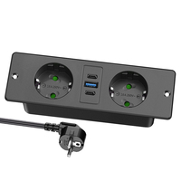 Prise de courant ue d'usine avec 2 prises secteur 2 TYPE-C de charge USB cachée prise de courant encastrée ue prise de courant de bureau de conférence