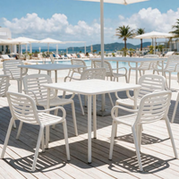 Table de salle à manger carrée blanche moderne pour restaurant, jardin et terrasse, vente en gros directe usine
