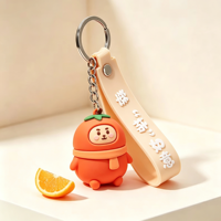 Pinshuo 20 jaar bestseller op maat gemaakte 3D schattige cartoon hond & fruit logo zachte PVC rubberen sleutelhanger herdenkingsgeschenk mode