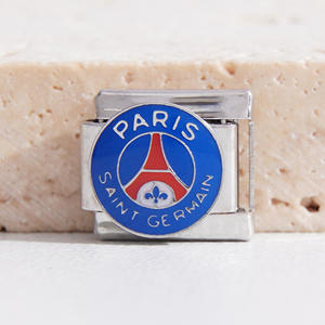 Italiano cuore calcio Club serie elastico Splicing cinturino in acciaio inox Link Fit 9mm DIY italiano charm braccialetti - Product Image 2