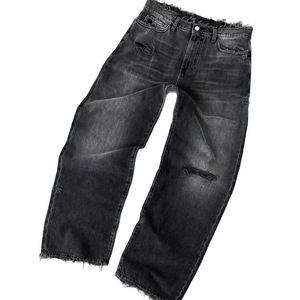 <span class=keywords><strong>Jeans</strong></span> da Uomo Personalizzati Ricamati Vintage Effetto Consumato Lavati Strappati Baggy <span class=keywords><strong>Y2K</strong></span> Larghi a Gamba Larga Stile Streetwear in Denim - Product Image 3