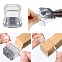 Protections de pieds de chaise carrées réutilisables, capuchons transparents avec coussinet en feutre, adaptés aux pieds de meubles de 13 à 55 mm, sols en bois dur et carrelage, 4 tailles