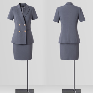 Women's Black Suit <b>Set</b> Short Sleeve Professional <b>Blazer</b> Hotel Uniform Summer 2025 - Product Image 2