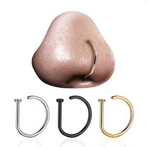 Anneau de nez en acier inoxydable plaqué or, crochet classique à filetage interne, pour usage quotidien, bijoux de corps unisexe - Product Image 1