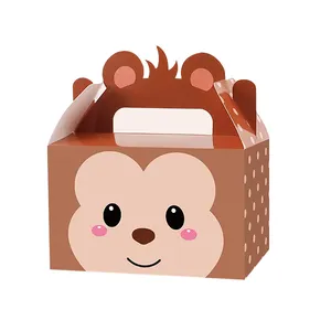 Wholesale cheap animal pattern paper doughnut cake carton paper disposable takeaway food paper bread box