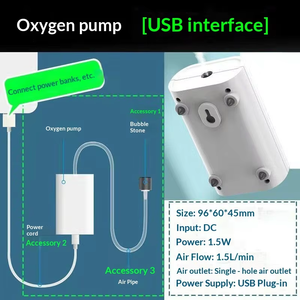 Bomba de Ar para Aquário Ultra Silenciosa, Bomba de Oxigênio para Pequenos Tanques de Peixes, Aerador de Oxigenação - Product Image 6
